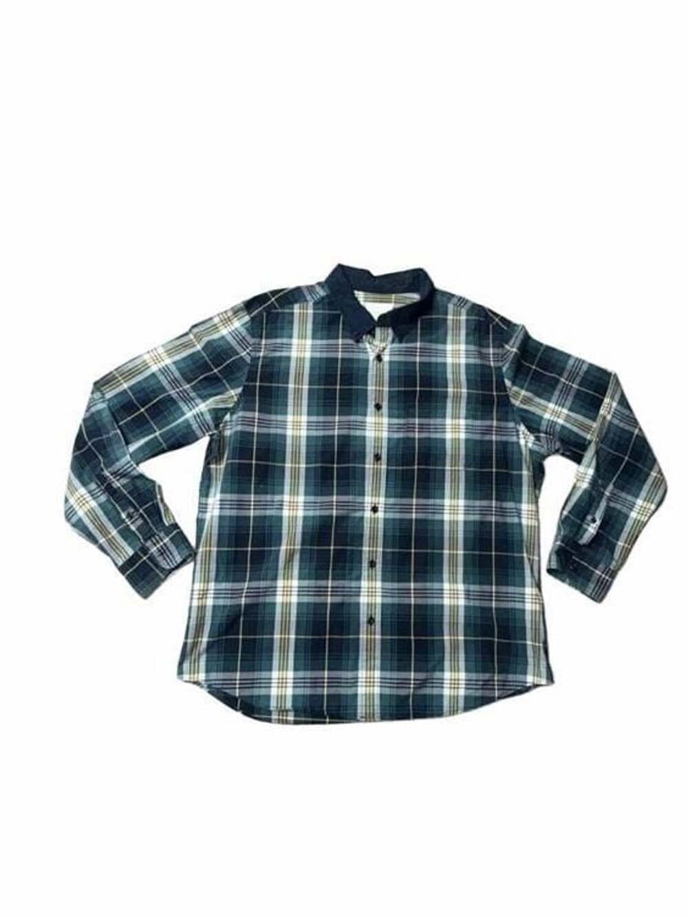 American Eagle Plaid Long Sleeve Button Up Shirt Size XL Green Navy